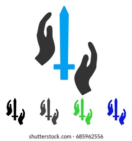 Classic Guard flat vector illustration. Colored Classic guard gray, black, blue, green icon versions. Flat icon style for graphic design.