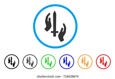 Classic Guard rounded icon. Style is a flat Classic guard gray symbol inside light blue circle with black, gray, green, blue, red, orange color versions.