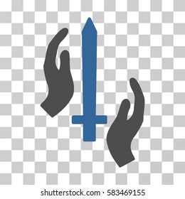 Classic Guard vector icon. Illustration style is flat iconic bicolor cobalt and gray symbol on a transparent background.