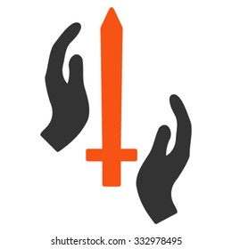 Classic Guard vector icon. Style is bicolor flat symbol, orange and gray colors, rounded angles, white background.
