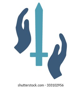 Classic Guard vector icon. Style is bicolor flat symbol, cyan and blue colors, rounded angles, white background.
