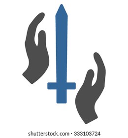 Classic Guard vector icon. Style is bicolor flat symbol, cobalt and gray colors, rounded angles, white background.