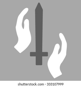 Classic Guard vector icon. Style is bicolor flat symbol, dark gray and white colors, rounded angles, silver background.