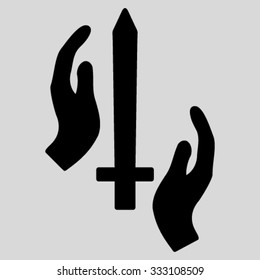 Classic Guard vector icon. Style is flat symbol, black color, rounded angles, light gray background.