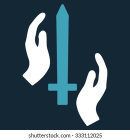 Classic Guard vector icon. Style is bicolor flat symbol, blue and white colors, rounded angles, dark blue background.