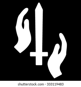 Classic Guard vector icon. Style is flat symbol, white color, rounded angles, black background.