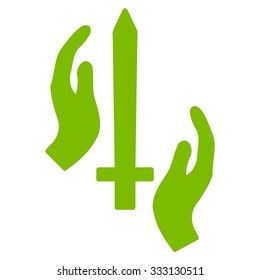 Classic Guard vector icon. Style is flat symbol, eco green color, rounded angles, white background.