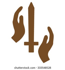 Classic Guard vector icon. Style is flat symbol, brown color, rounded angles, white background.