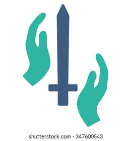 Classic Guard vector icon. Style is bicolor flat symbol, cobalt and cyan colors, rounded angles, white background.