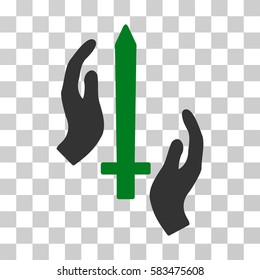 Classic Guard vector pictograph. Illustration style is flat iconic bicolor green and gray symbol on a transparent background.