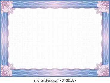 Classic guilloche border for diploma or certificate / vector