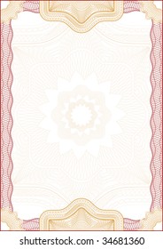 Classic guilloche border for diploma or certificate / vector