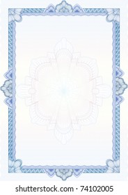 Classic guilloche border for diploma or certificate with protective  ornament / vector/ A4 vertical / CMYK color / Layers are separated! Editing is easy