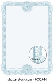 Classic guilloche border for diploma or certificate. A4