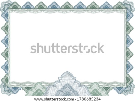 Classic guilloche border frame background for diploma or certificate with protective ornament