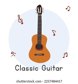 Classic guitar clipart cartoon