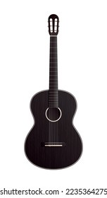Classic guitar composition with isolated image of acoustic instrument for playing music vector illustration