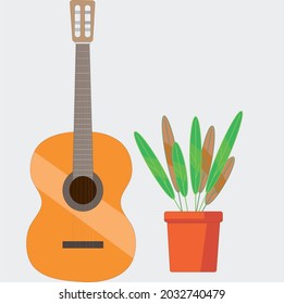 Guitarra clásica con vector ficus