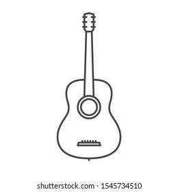 Icono clásico de guitarra en estilo lineal. Ilustración del vector