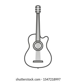 Classic guitar icon with strings in linear style. Vector illustration