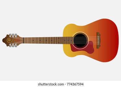 Classic guitar illustration isolated on white background. Guitar vector design. 