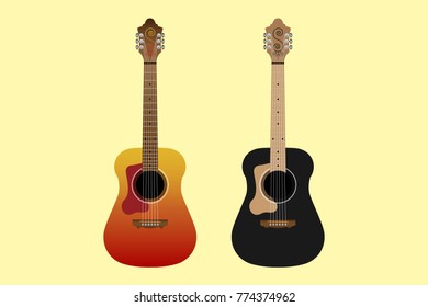 Classic guitar illustration isolated on white background. guitar vector design. 