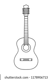 Vector de línea de guitarra clásica.