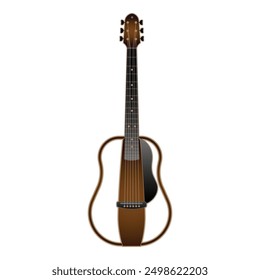 Classic guitar with wooden design, isolated on a white background, with detailed craftsmanship