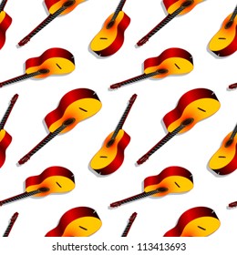 classic guitars pattern, abstract seamless texture; vector art illustration