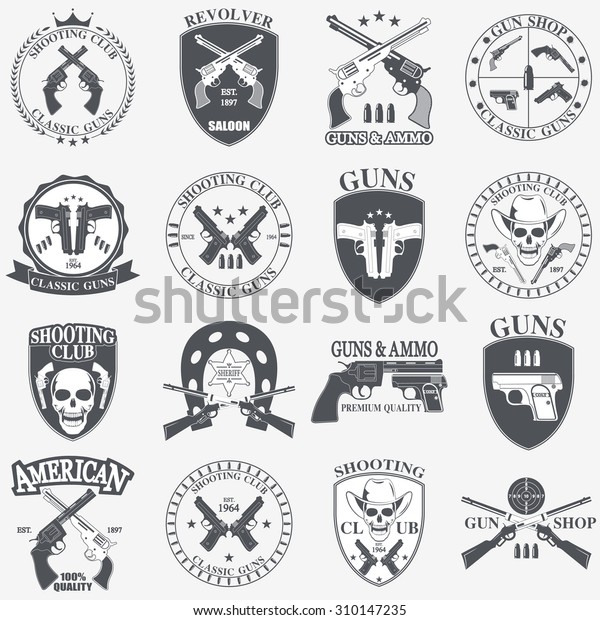 Classic Guns Emblem Pistols Vector Illustration Stock Vector (Royalty ...