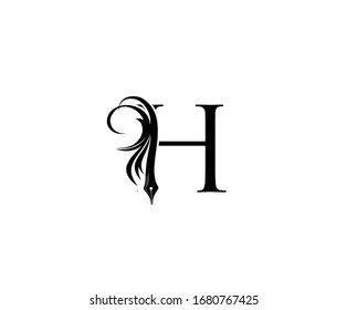 Classic H Pen Logo Icon Calligraphic Stock Vector (Royalty Free ...