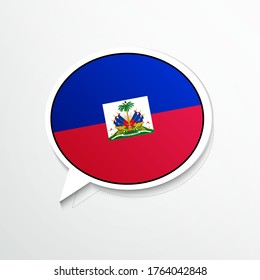 Classic Haiti country flag on speech bubble. Abstract languages concept flat illustration