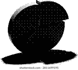 A classic halftone illustration of a bitten apple, representing healthy eating, knowledge, or the concept of temptation.