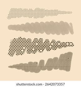 Classic halftone pattern strokes with dots, hexagons, lines and retro shading style