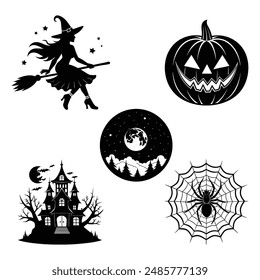 Classic Halloween Icons silhouette Bundle