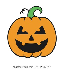 Classic halloween pumpkin with flat design.