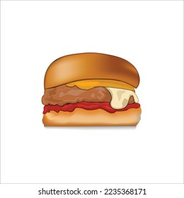 Classic hamburger fresh tasty burger on white background