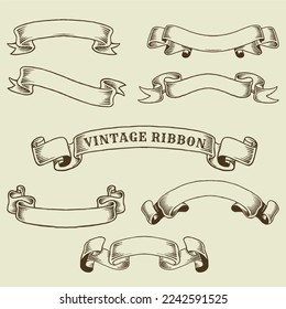 classic  hand drawing vector ribbon