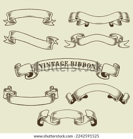 classic  hand drawing vector ribbon