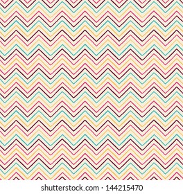 Classic hand drawn chevron seamless pattern. Elegant zig zag background. Colorful line texture. Vector illustration