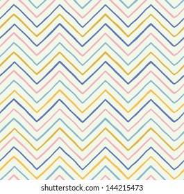 Classic Hand Drawn Chevron Seamless Pattern. Elegant Zig Zag Background. Colorful Line Texture. Vector Illustration