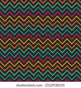 Clásico dibujado a mano chevron sin patrón. Elegante zig zag de fondo. Textura de línea colorida. Ilustración vectorial