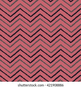 Classic hand drawn chevron seamless pattern. Elegant zig zag background. Colorful line texture. Vector illustration