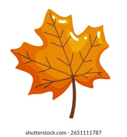 Clássico mão desenhada doodle ilustração de uma folha de bordo laranja vibrante com veias distintas. Icônica arte digital que captura a essência do outono, ideal para projetos sazonais, promoções de outono, educ