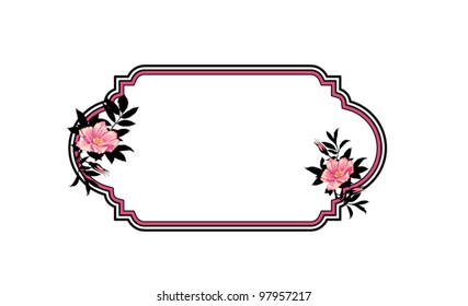 Classic hand drawn oval frame with roses