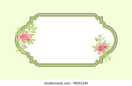 Classic hand drawn oval green frame with roses