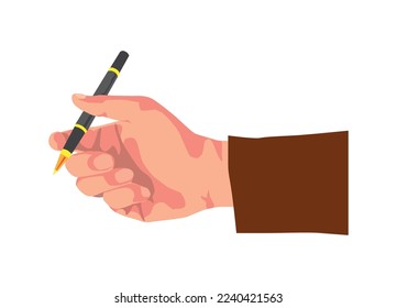 Classic hand and pen, vector illustration, white background
