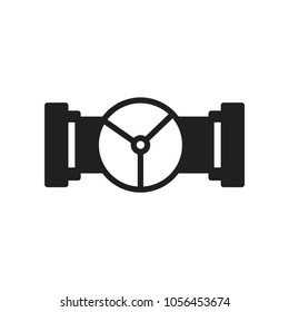 Classic hand watch with arrows, icon. White flat icon with long shadow on background