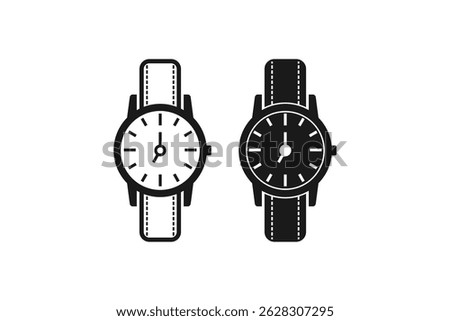 classic hand watch line and flat icon