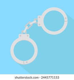 classic handcuffs in flat style on a blue background